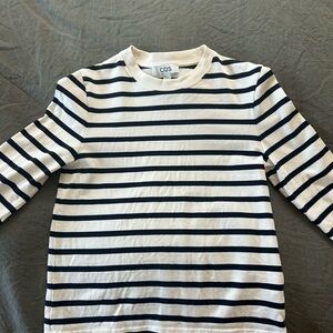 COS Long Sleeve Navy and White Striped Tee - Like New